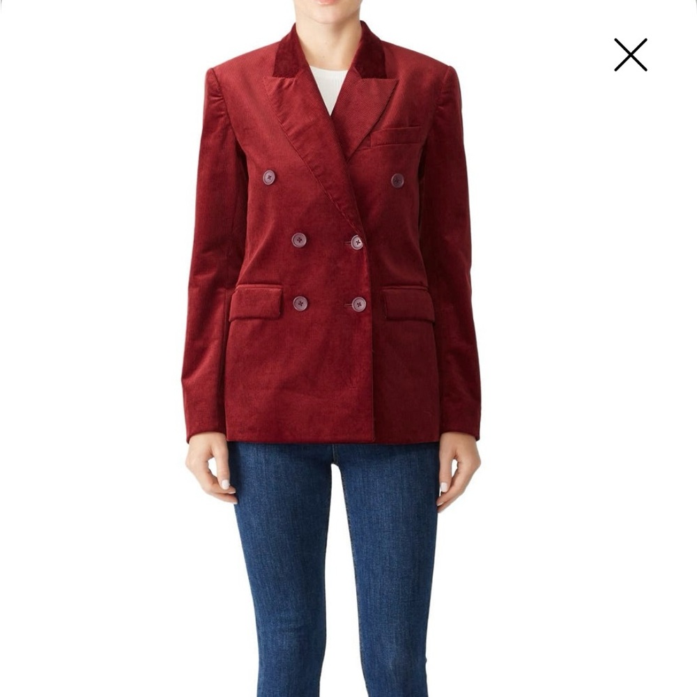 Joie Corduroy Markina Blazer Ruby Wine Flattering Sz 8 Med $348 Pockets Classic